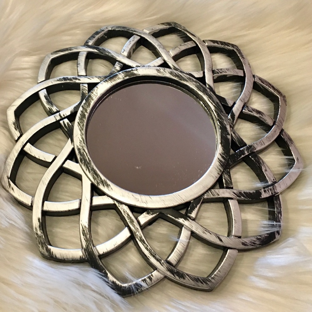 Geometric Silver & Black Decorative Accent Mirror